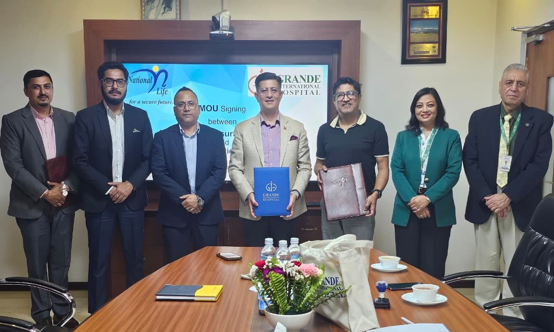 नेशनल लाईफ र ग्राण्डी इन्टरनेशनल हस्पिटलबीच मेडिकल सेवा सम्झौता सम्पन्न